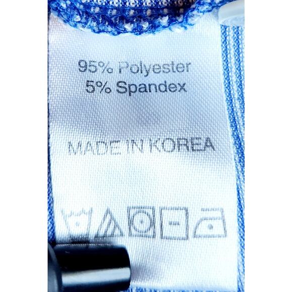 Fennec Mens Blue Stripe Golf Polo Shirt Size Large Arm Logo - Picture 6 of 6